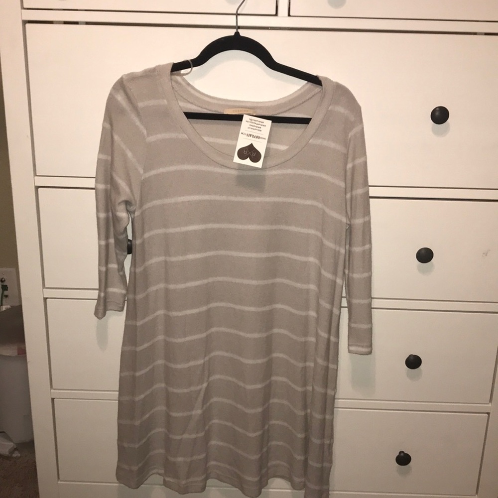 NWT Riff Raff “see the stripes” swing dress- Grey